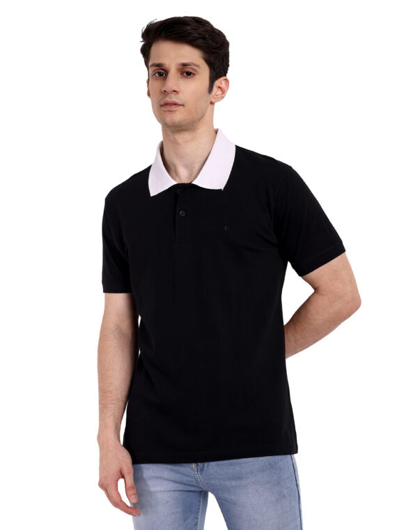 Buy solid black polo t-shirts online