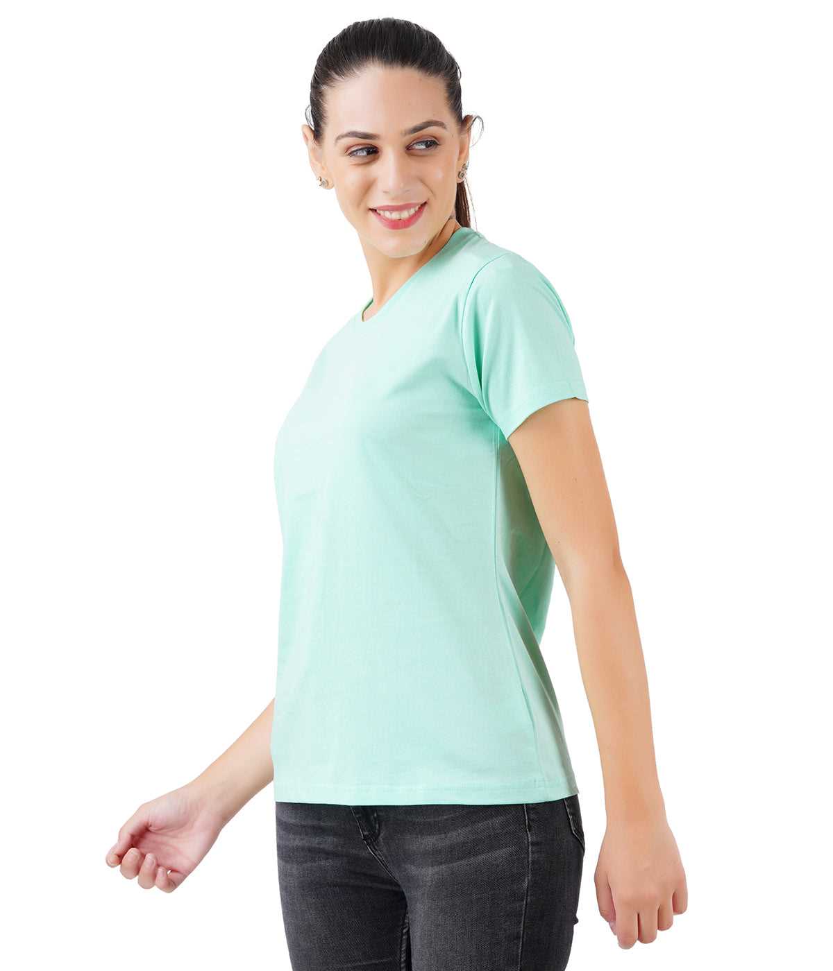Womens mint green round neck t-shirts