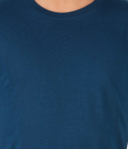 Men blue solid round neck t-shirts